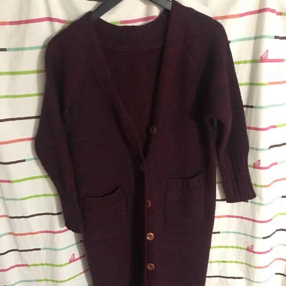 Long purple red cardigan - Picture 1 of 3